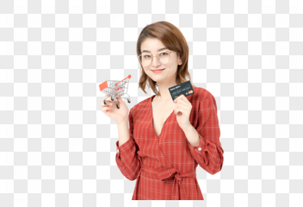 女性刷卡消费人物高清图片素材
