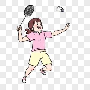 女孩打羽毛球图片