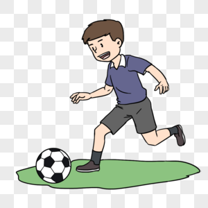大男孩踢足球图片