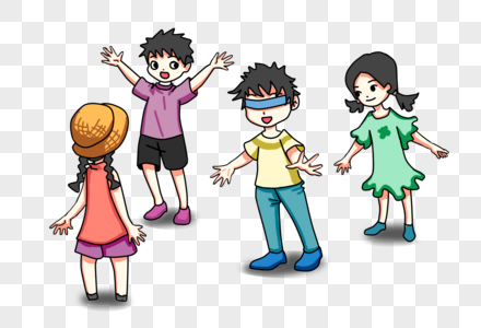 捉迷藏的小朋友图片