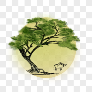 牛高原高山树图片