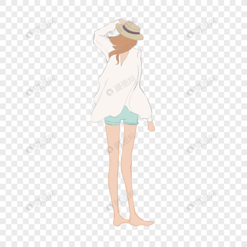 扶着帽子夏日清新女孩元素素材下载 正版素材 摄图网 扶着帽子夏日清新女孩元素素材下载 正版素材 摄图网