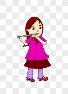 吹笛子的女孩图片