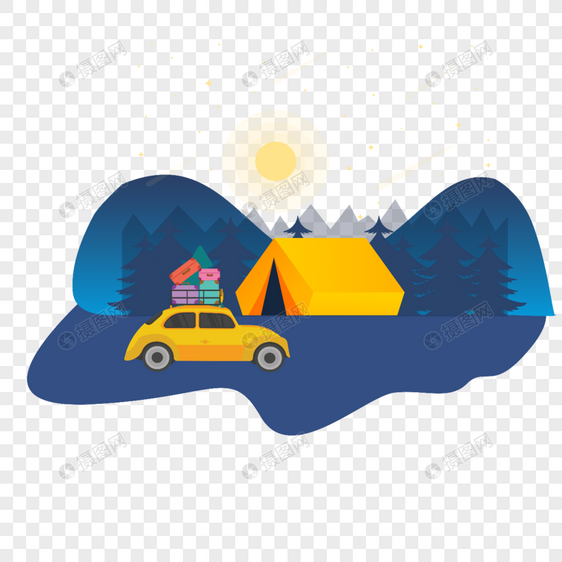 野外露营自驾游图标免抠矢量插画素材图片