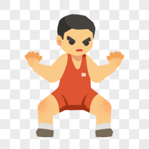 摔跤运动卡通颜色图片素材
