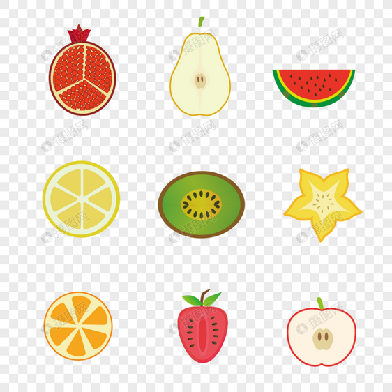 AI矢量图可爱卡通水果类元素斜面水果元素图片