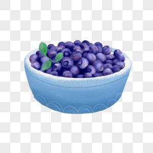 甜美野生水果蓝色瓷碗装蓝莓图片
