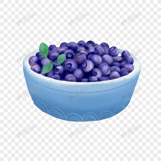 甜美野生水果蓝色瓷碗装蓝莓图片