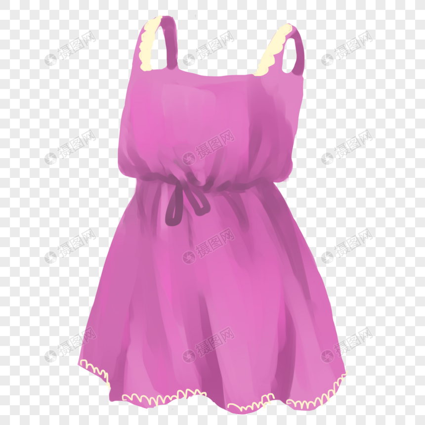 手绘紫色连衣裙元素图片