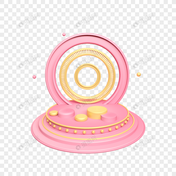 金粉色立体圆形舞台图片