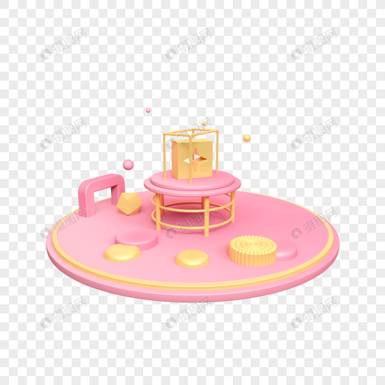 金粉色圆桌立体舞台图片
