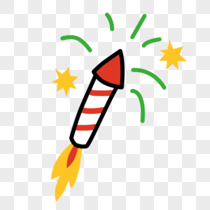 卡通条纹手绘卡通红色火箭炮素材