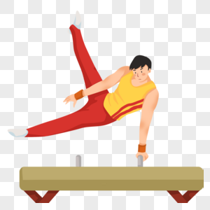手绘卡通平衡木体操选手图片