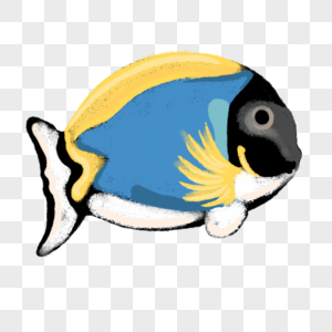 卡通蓝黄色鱼类插图图片