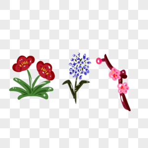 手绘紫色花卉元素图片