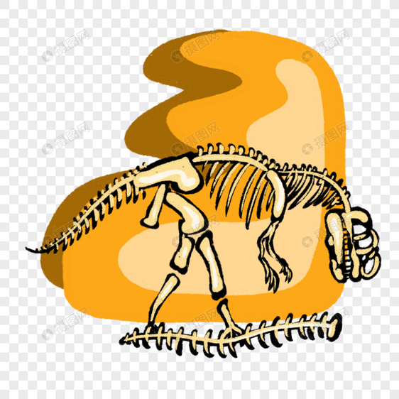 卡通恐龙化石插图图片