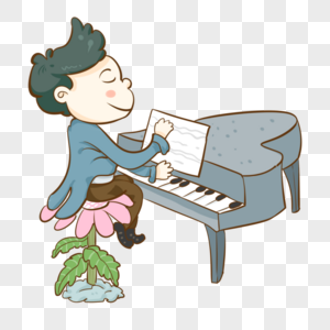 弹钢琴的男孩高清图片