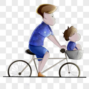 父亲骑自行车载着孩子插图图片