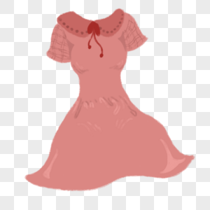 手绘红色连衣裙元素图片
