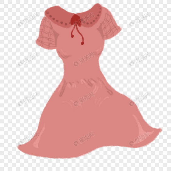 手绘红色连衣裙元素图片