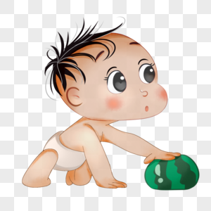 小朋友婴儿儿童节玩西瓜皮球图片