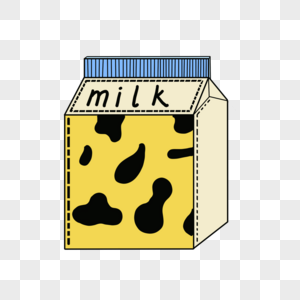 手绘纸盒牛奶高清图片
