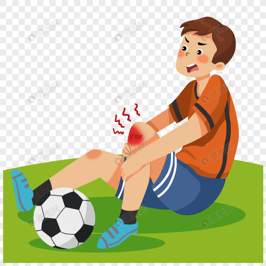 手绘卡通受伤的足球运动员图片