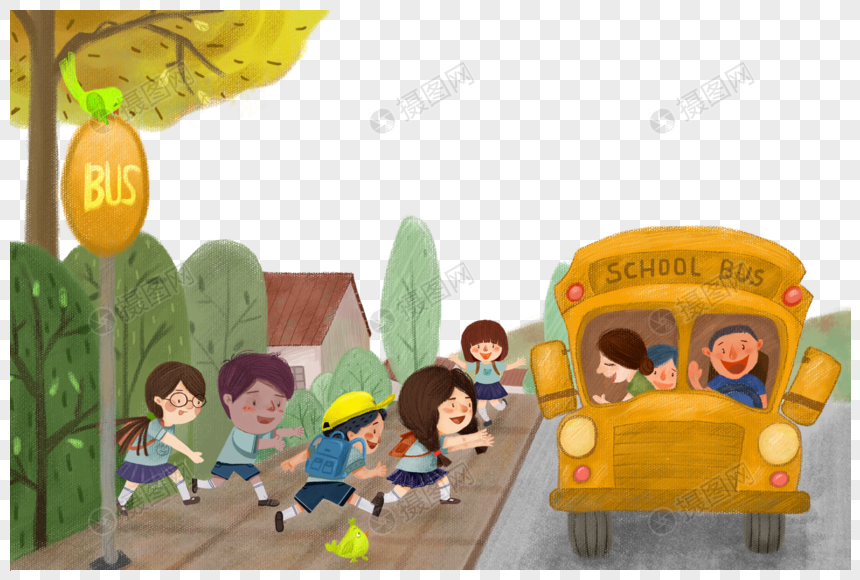学生上学大场景元素元素素材下载-正版素材401319173-摄图网
