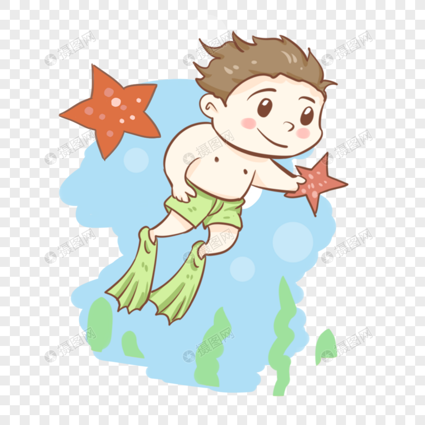 潜水的孩子元素素材下载 正版素材 摄图网