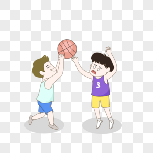 打篮球小伙子手绘插画图片