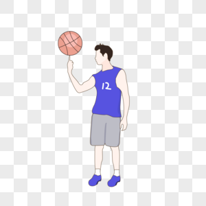 转篮球小伙子手绘矢量插画图片