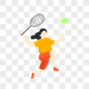打网球女孩手绘插画图片