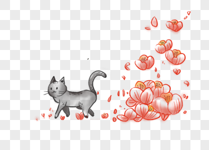 踏花的猫萌萌的猫步高清图片