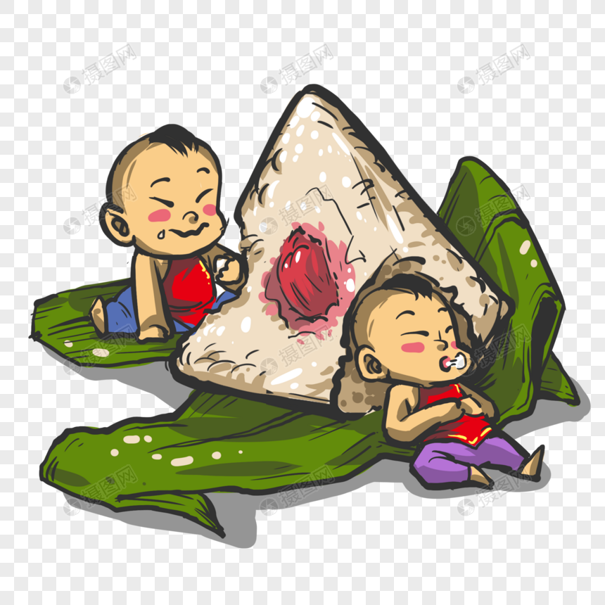 吃粽子的孩子图片