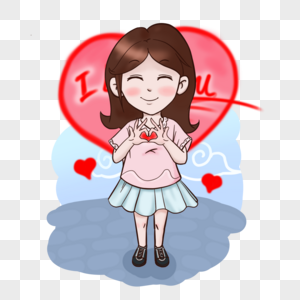 学习的小女孩比心的女孩素材