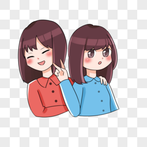 卡通可爱好姐妹图片素材
