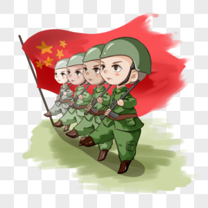 国旗下军人拿枪的兵哥哥高清图片