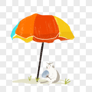 遮阳伞和猫咪图片