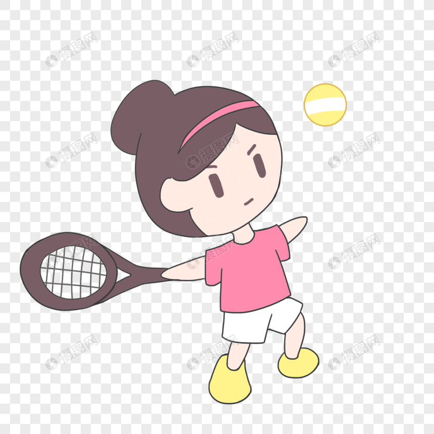 手绘卡通运动赛事网球运动员图片