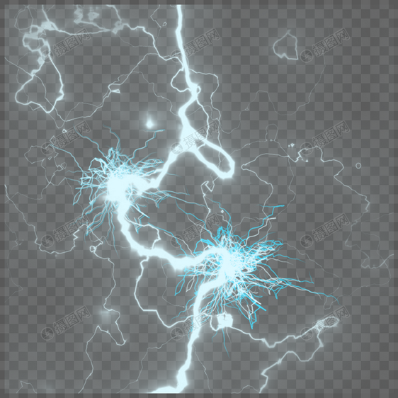 蓝白色闪电光效图片