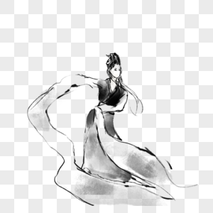 中国风水墨人物舞者图片