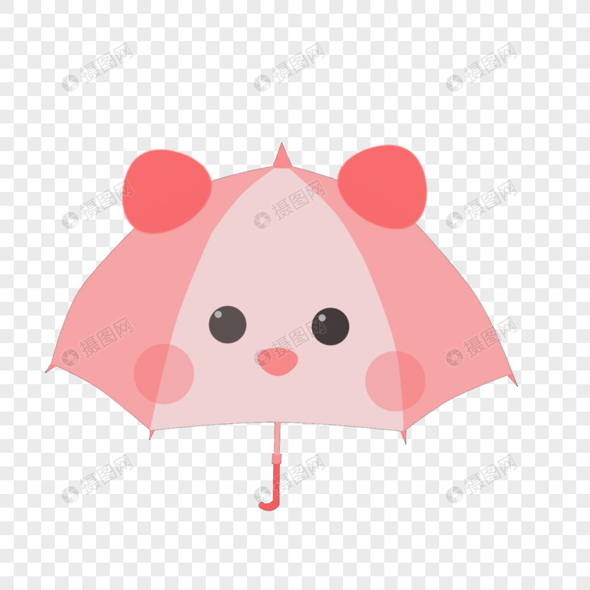 粉色猫咪雨伞图片