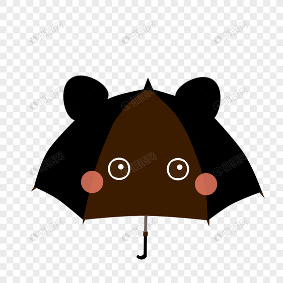 黑色猫咪雨伞图片
