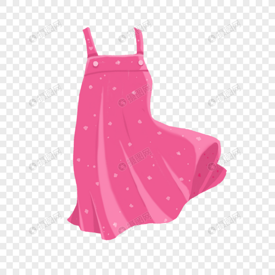 手绘粉红连衣裙图片