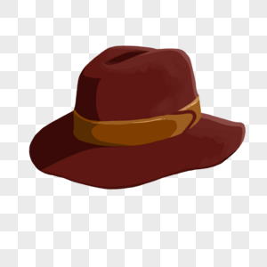 手绘褐色帽子图片