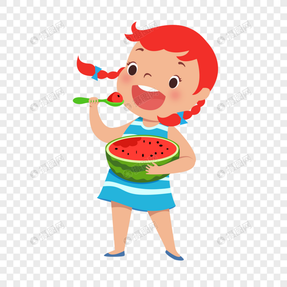 吃瓜的小女孩图片