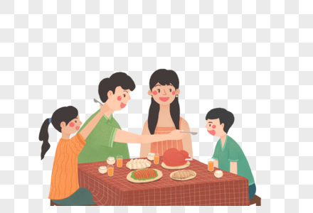 聚餐的一家人图片