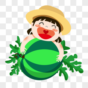 吃西瓜小孩图片