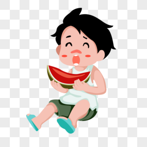 吃西瓜的小孩图片
