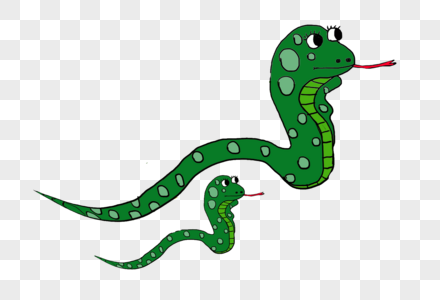 手绘小绿蛇元素高清图片